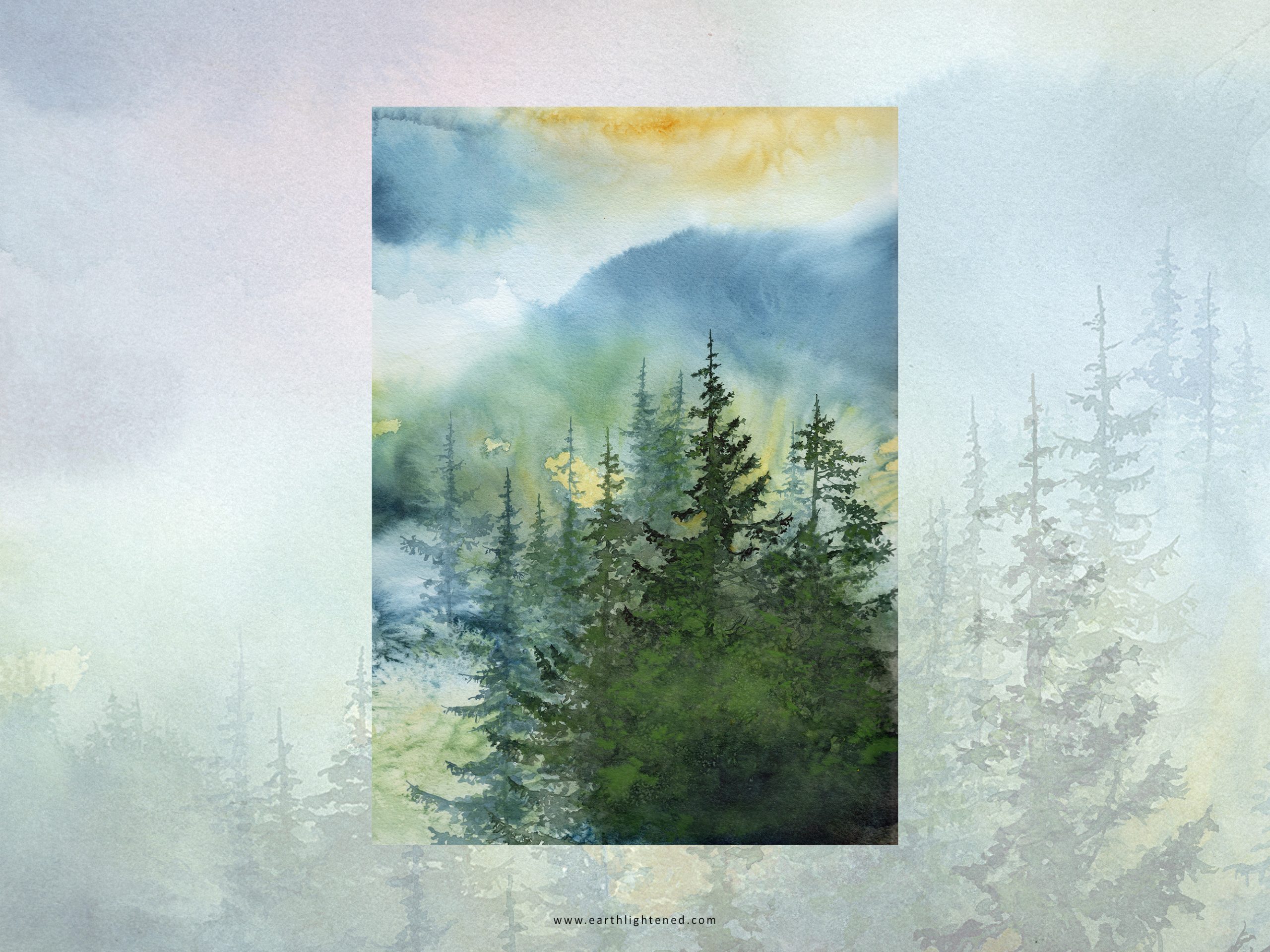 Peinture originale à l'aquarelle Coeur de jade – Oeuvre originale