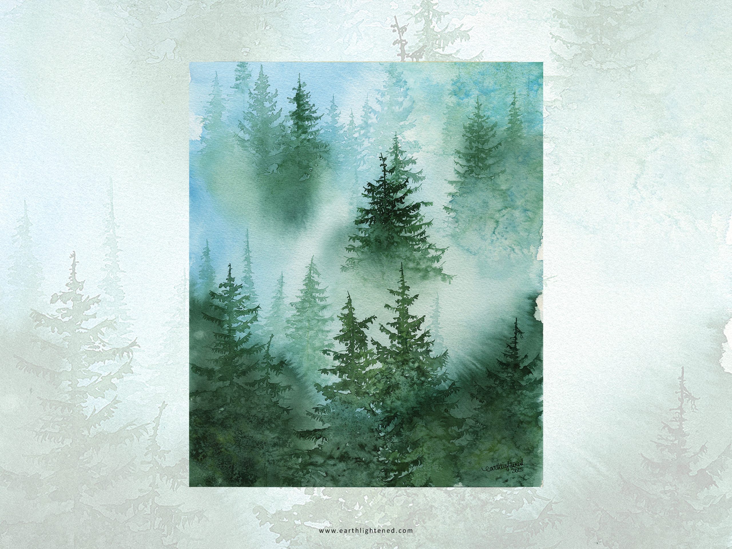 Peinture originale à l'aquarelle Éveil de velours – Oeuvre originale – Aperçu