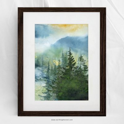 Peinture originale à l&rsquo;aquarelle – Coeur de jade