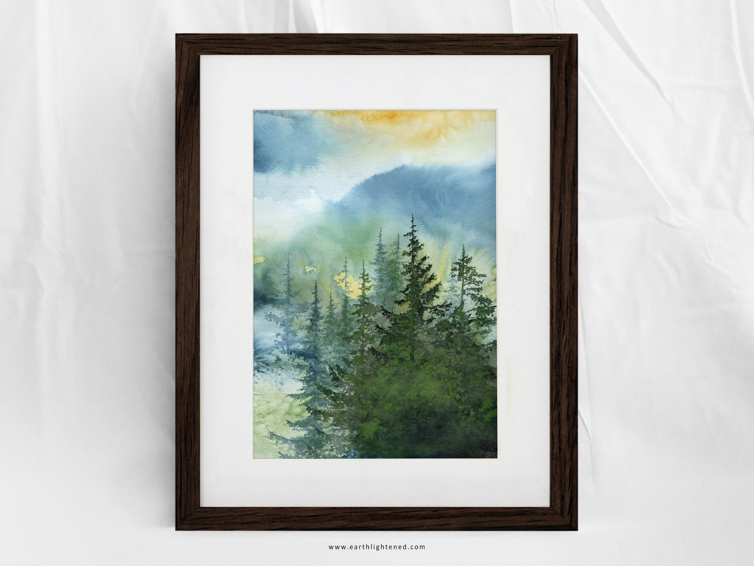 Peinture originale à l'aquarelle Coeur de jade – Oeuvre originale - Auvergne