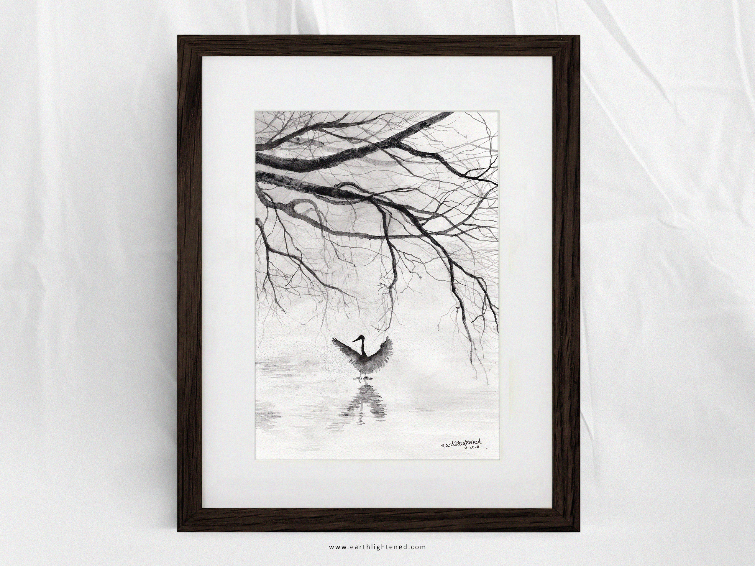 Peinture originale à l'aquarelle Là où la lumière se pose – Oeuvre originale