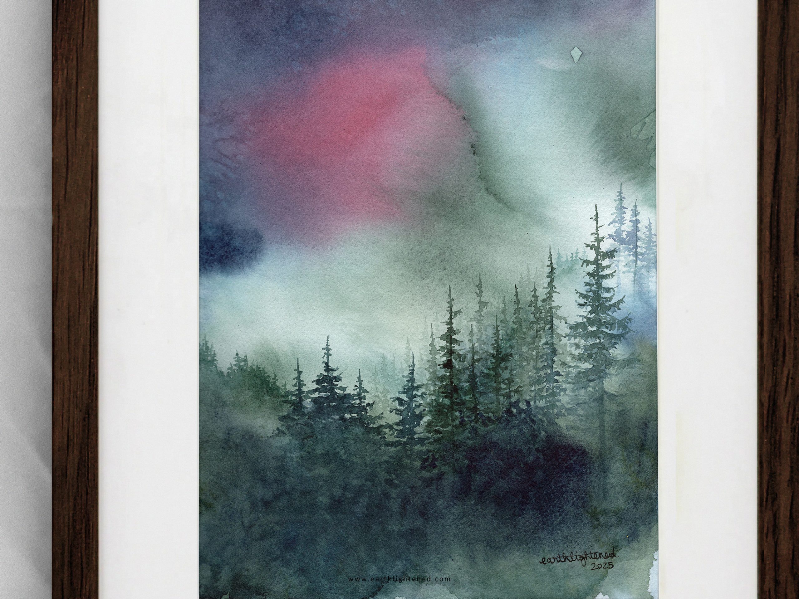 Peinture originale à l'aquarelle L'ombre émeraude – Oeuvre originale – Détails