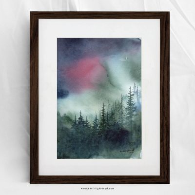 Peinture originale à l&rsquo;aquarelle – L&rsquo;ombre émeraude