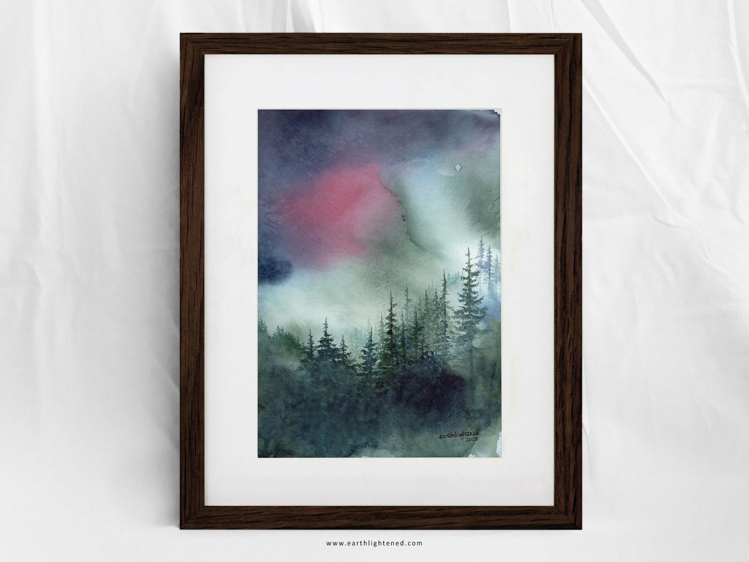 Peinture originale à l'aquarelle L'ombre émeraude – Oeuvre originale