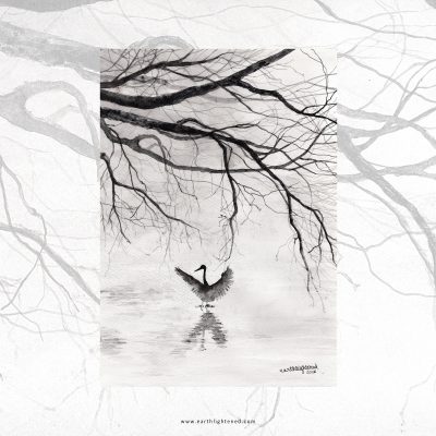 Peinture originale à l&rsquo;aquarelle – Là où la lumière se pose