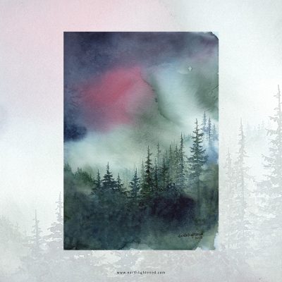 Peinture originale à l&rsquo;aquarelle – L&rsquo;ombre émeraude