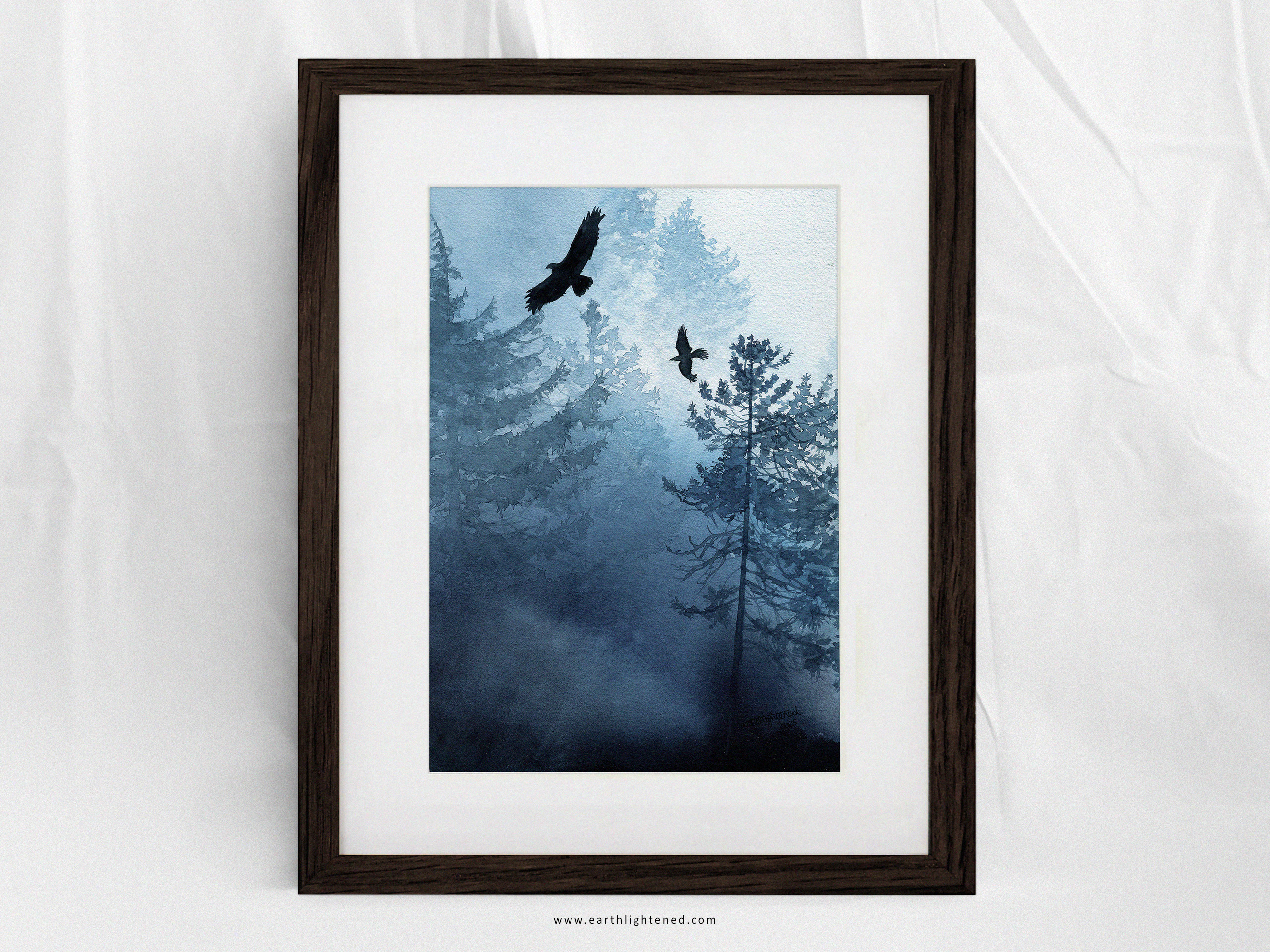 Peinture originale à l'aquarelle Vol suspendu – Oeuvre originale